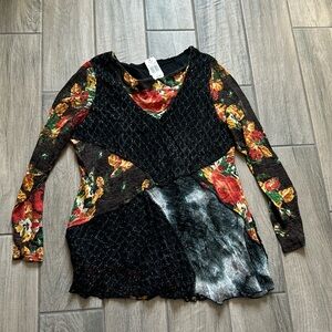 This that mix media cowl neck top